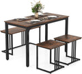 Giantex 4-Piece Dining Table Set for 4, Modern Kitchen Table and Chairs, Nesting Furniture Set with Bench & 2 Stools, Space-Saving Desk Set, Dinette Set for Small Place, Dining Room Restaurant (Brown)