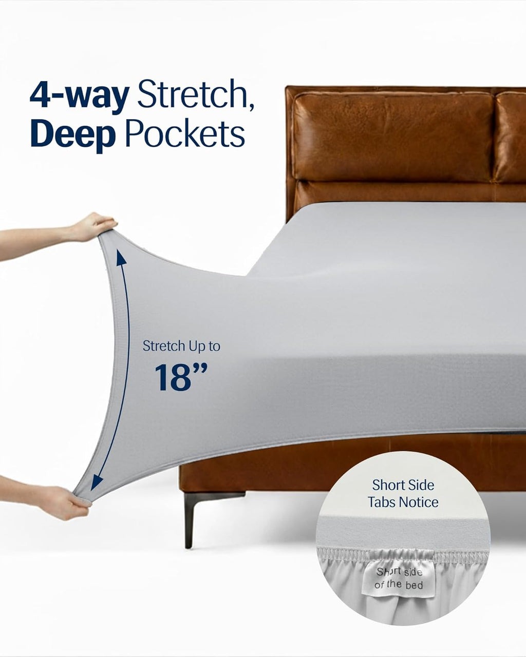 REST® Evercool®+ Cooling Sheet Set, King Size, Light Gray, Breathable Bed Sheets for Hot Sleeper and Night Sweats, with Pillowcases, with Ionic+ Self-Cleaning Silver Yarn for Sensitive Skin, 4PCS