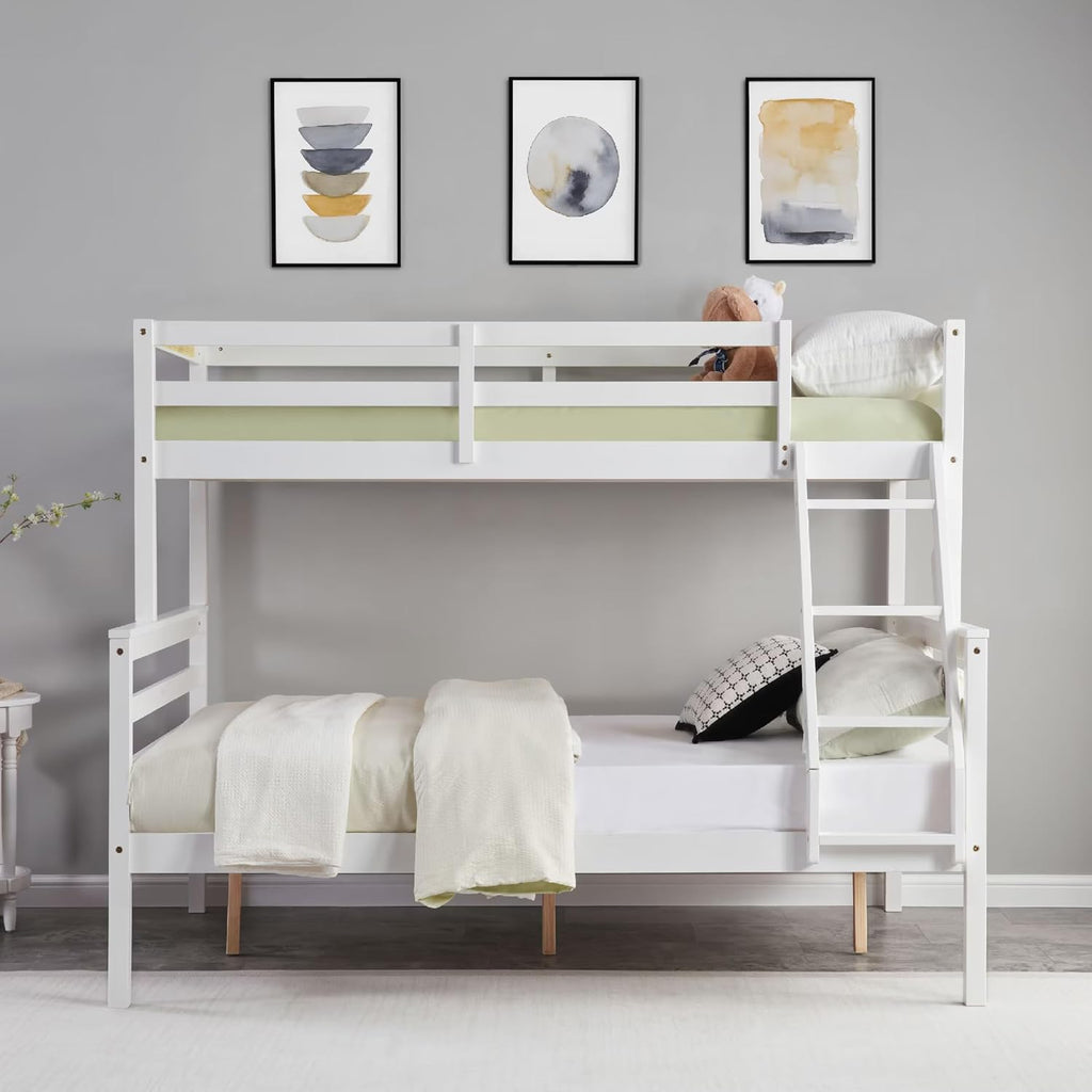 Softa Twin Over Full Bunk Bed with Ladder,Wooden Bunk Bed with High Guardrail and Ladder for Kids, Teens, Dorm Rooms, and Guest Rooms,No Box Spring Needed