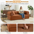 Sofa Bed, 79" Convertible Sleeper Sofa with Pull Out Bed, 5-in-1 Folding Corduroy Futon Couch, Modular Loveseat Sofa Bed for Living Room, Bedroom & Apartment, Brown