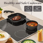 Bazova 19 Pcs Pots and Pans Set Non Stick Ceramic Cookware Set with Removable Handles, Non Toxic Induction Kitchen Cookware Sets RV Cookware,Dishwasher/Oven Safe PFAS/PTFE/PFOA Free,Black