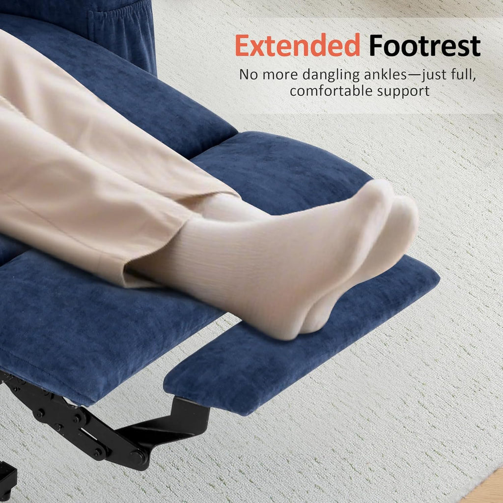 MCombo Power Lift Recliner Chair for Elderly, Lift Chair with Heat and Massage, USB&Type C Ports, Extended Footrest, Cup Holders, Fabric 7040 (Medium, Admiral)