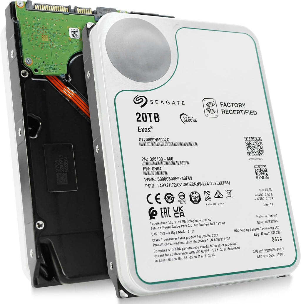 Seagate Exos 20TB 7.2K RPM SATA 6Gb/s 3.5in Enterprise HDD ST20000NM002C (Renewed)