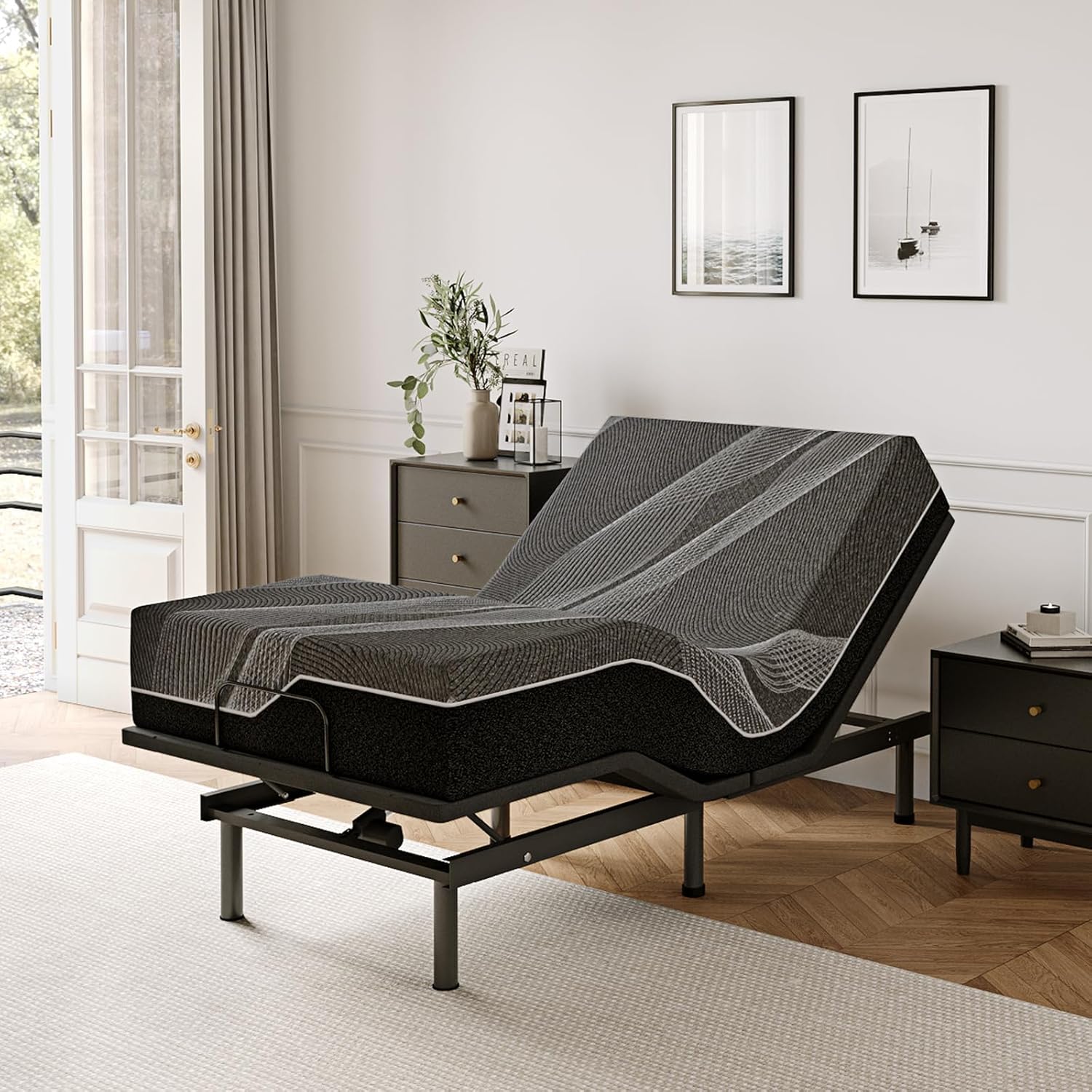 Twin XL Adjustable Bed Base Frame with Wireless Remote + 14 Inch Twin XL Gel Memory Foam Mattress Bed in a Box, Head and Foot Incline, Zero Gravity, Fiberglass Free, 80" × 38"