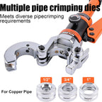 HZLZRZ Pro Press Copper Pipe Crimper Tool Kit with 3 Dies (1/2" 3/4" 1") for Plumbing & Water Heating, Includes Copper Tube Cutter and Burr Tool (YQK/1632D)