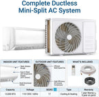 Vtronix Classic America 12000 BTU Smart Mini Split AC/Heat Pump, 19 SEER2 Inverter Ductless Wall Mount, 110/120V, Quiet 29dB, WiFi/Alexa, Pre-Charged, 16ft Line Set Kit, Up to 550 Sq Ft