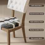 UVV Wooden Dining Chairs Set of 4, Mid Century Tufted Upholstered Kitchen Chairs Dining Room Chairs, Velvet Farmhouse Dinner Chair for Kitchen Dining Room, Beige