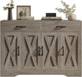 Sideboard Cabinet with Drawers, 47" W Sideboard Buffet Storage Cabinet with Storage for Kitchen, Farmhouse Coffee Bar Cabinets with Shlves and Doors for Hallway, Gray