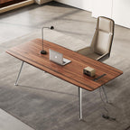 Writing Computer Desk, 60-Inch Large Executive Desk Office Workstation with Chrome-Plated Legs and Built-in Power Outlet, Writing Table Business Furniture, Modern Minimalist Style for Home Office