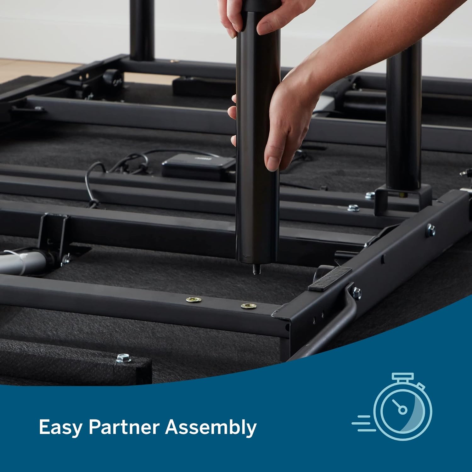 Lucid L150 Adjustable Base – Bed Frame with Head and Foot Incline – Wireless Remote Control – Premium Quiet Motor, Twin XL size, Charcoal