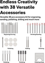 HOTO SNAPBLOQ™ R-A04 Mini Cordless Rotary Tool Kit, Coreless Motor, 22000 RPM Variable Speed, Powerful Engraving Pen, 38 Accessories for 3D Printer Sanding, Polishing, Drilling, Carving DIY Crafts
