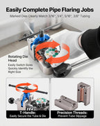 VEVOR Professional Brake Line Flaring Tool, 45 Degree Double Flare Bubble Flare Tool Kit for 3/16", 1/4", 5/16", 3/8" Copper Aluminum Thin Steel Tubes