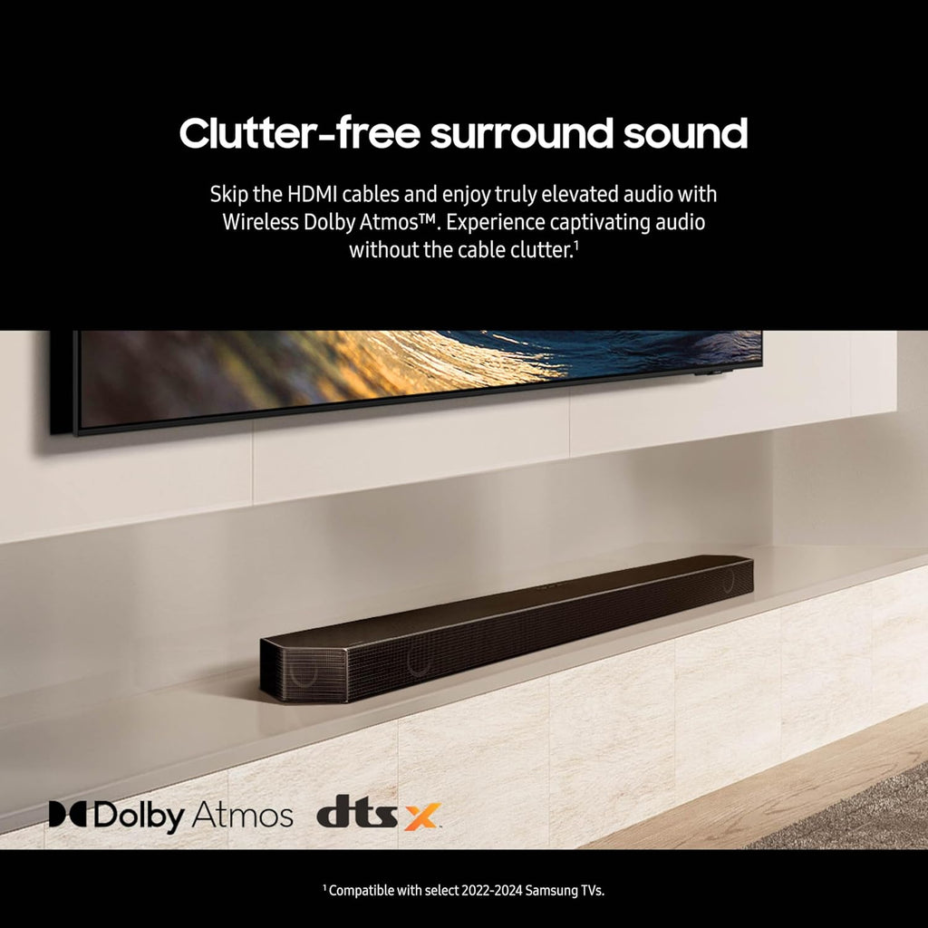 SAMSUNG Q990D 11.1.4ch Soundbar w/Wireless Dolby Atmos Audio  Rear Speaker Included  Q-Symphony  SpaceFit Sound Pro  Adaptive Sound  Game Mode Pro with Alexa Built-in  HW-Q990D/ZA