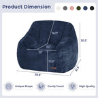 MAXYOYO Bean Bag Chair, Comfy Bean Bag Sofa with Back Support, Faux Fur Bean Bag Chair for Adults and Kids, Stuffed Floor Sofa for Living Room, Bedroom, Apartment, Navy