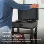 Andover Audio SpinPlay Premium All-in-One Record Player for Vinyl Record Playback - Semi-Automatic  Auto Power-On and Auto-Stop  Integrated Sound System with 270° Speaker Array - Black