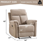 Manual Recliner Chair, Soft Fabric Recliner Chair for Adults with Overstuffed Arms and Back, Single Sofa for Living Room (Camel)