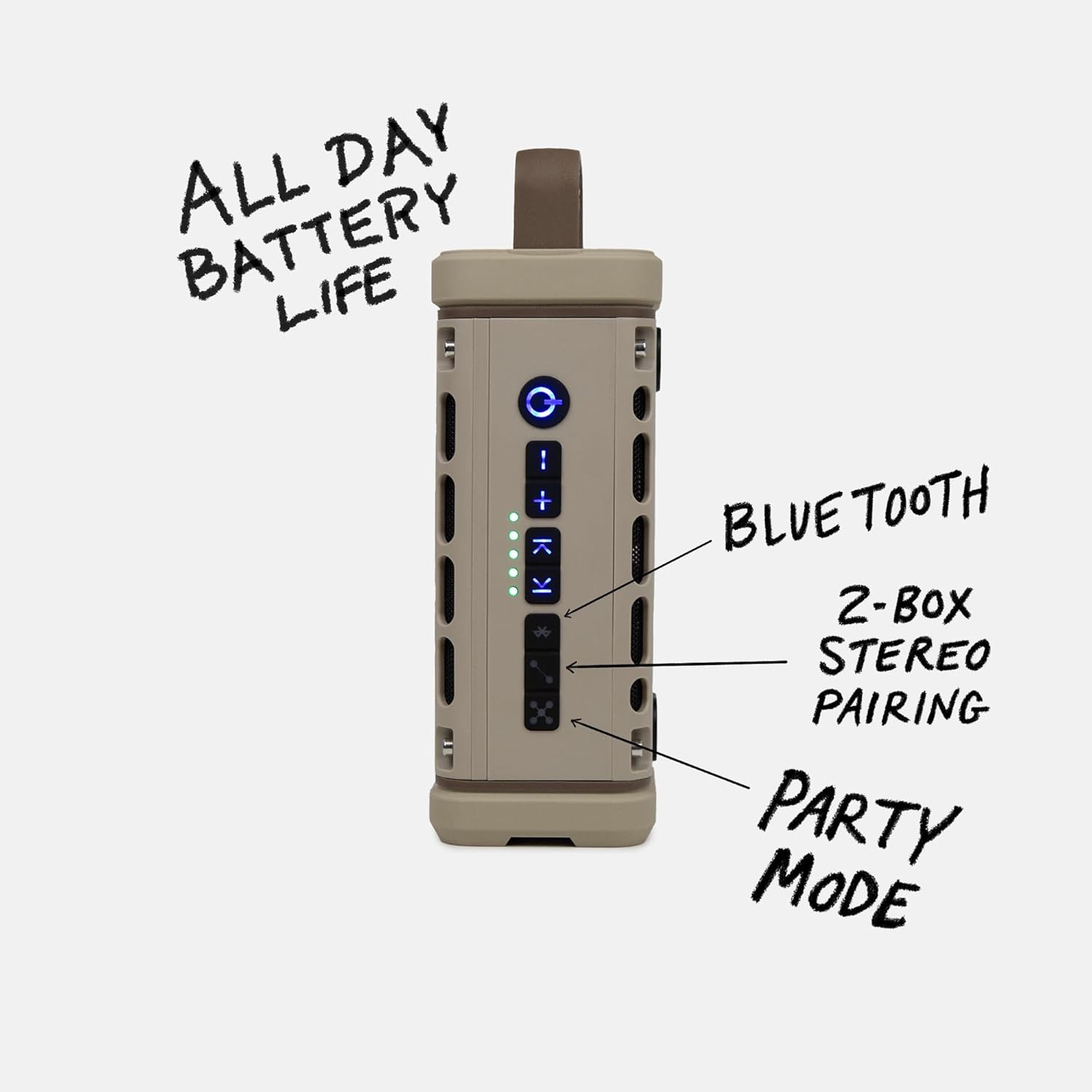 Turtlebox Ranger: Loud! Outdoor Portable Bluetooth 5.4 Speaker | Rugged  Waterproof  Ultra-Portable | Plays to 105db  Deep Bass  Shockproof  Unlimited Pairing for Full Stereo Experience  Tan