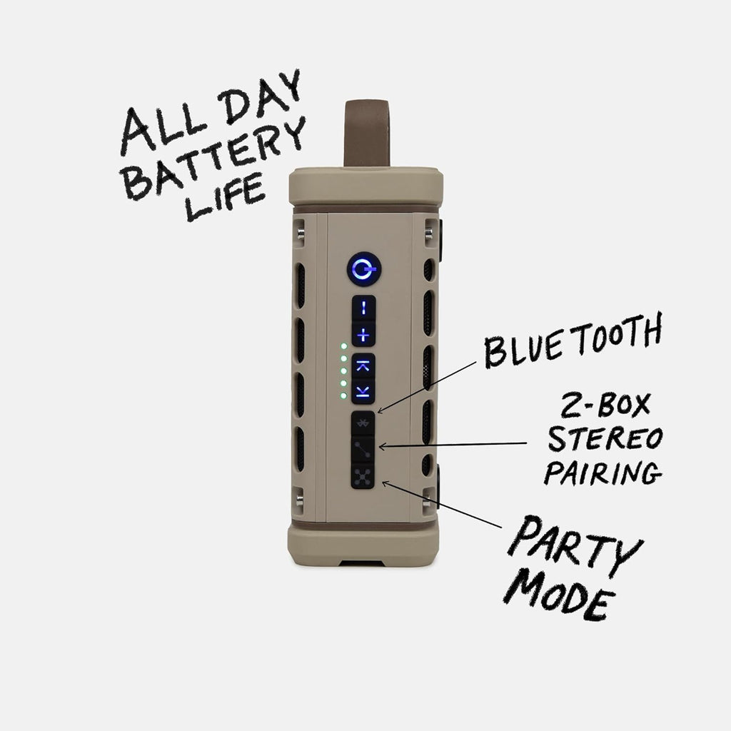 Turtlebox Ranger: Loud! Outdoor Portable Bluetooth 5.4 Speaker | Rugged  Waterproof  Ultra-Portable | Plays to 105db  Deep Bass  Shockproof  Unlimited Pairing for Full Stereo Experience  Tan