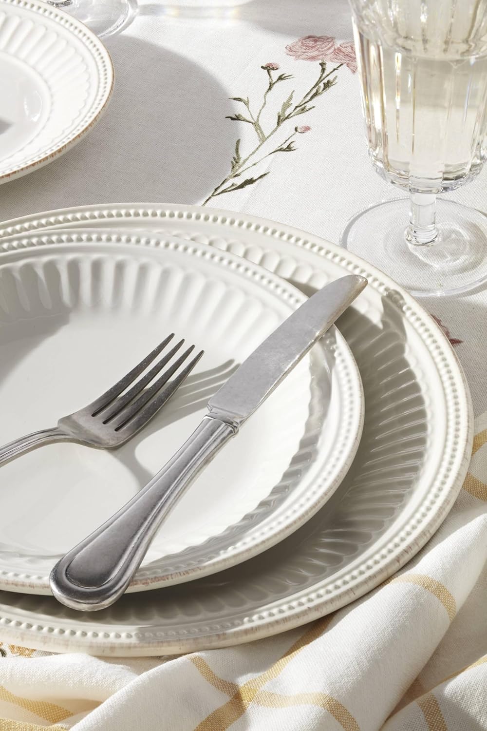 Lenox French Perle Groove 12-Piece Plate & Bowl Set, 23.05 LB, White