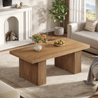 Tribesigns Farmhouse Coffee Table, 47.24 Inch Rectangle Center Table with Large Tabletop & Thick Base, Rustic Wooden Furniture for Living Room, Apartment, Reception Areas, Brown