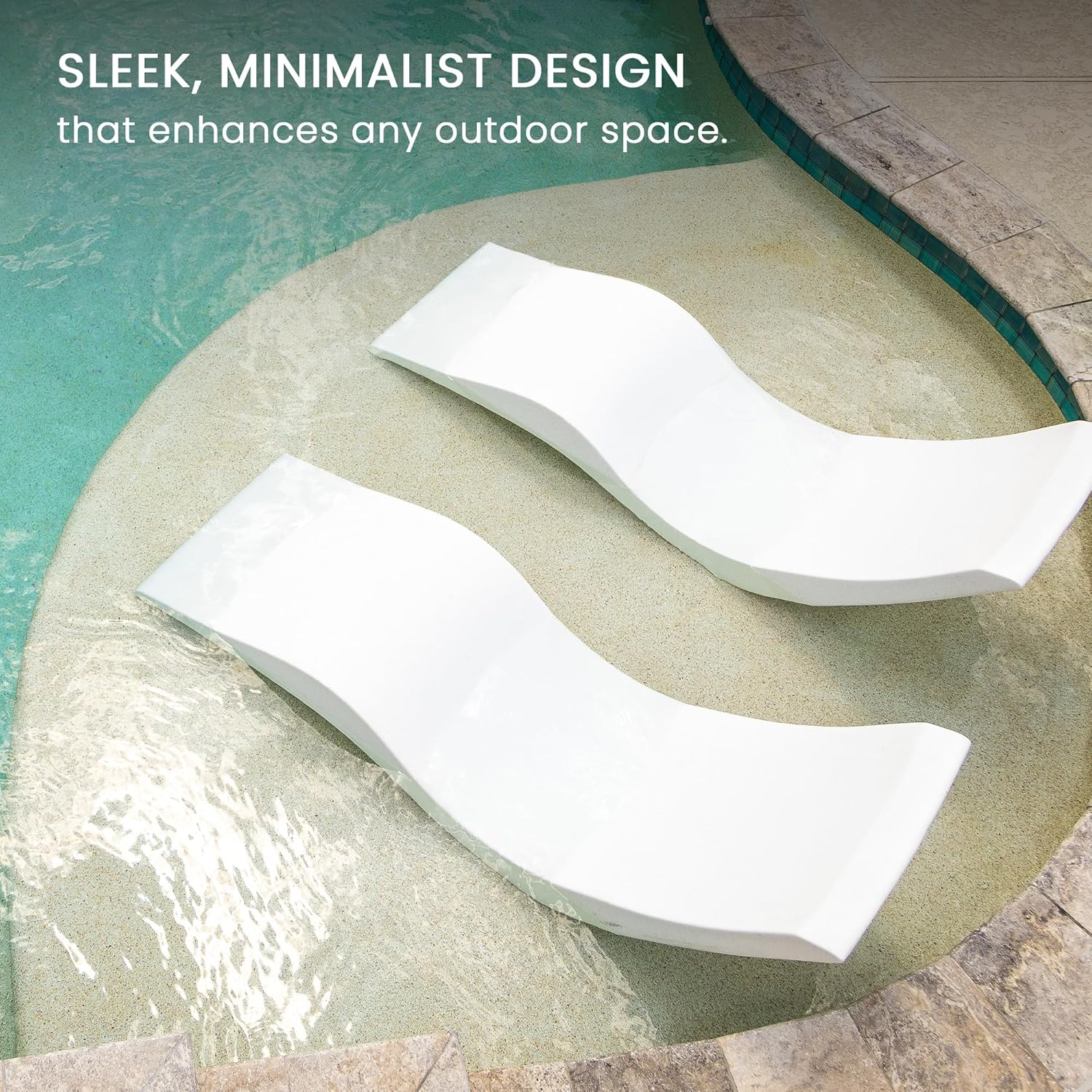 Aqua Outdoors - in-Pool Chaise Lounger - Inside Pool & Sun Shelf Lounge Chair - Designed for Water Depths Up to 9” - Compatible with All Types - Poolside & Sun Deck Tanning - Gray Granite