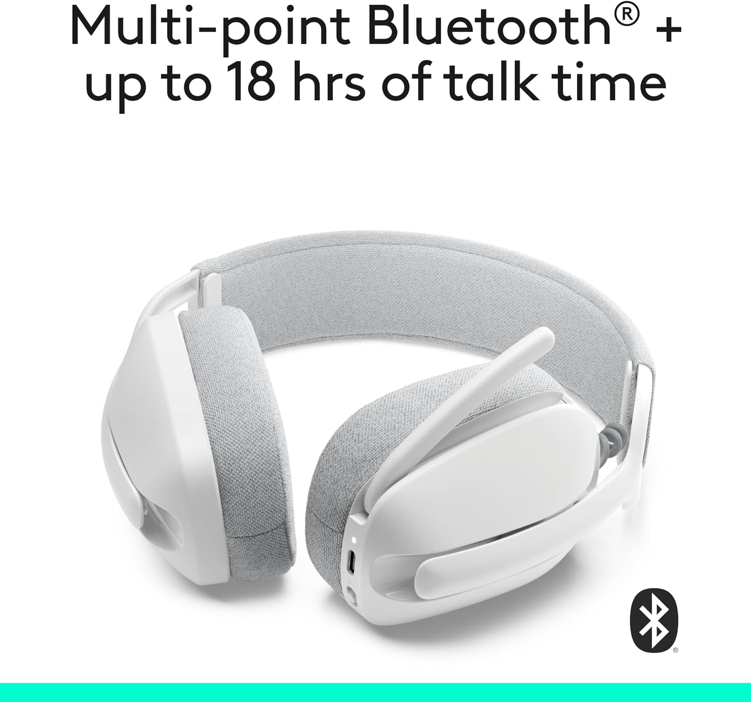 Logitech Zone Vibe 100 Lightweight Wireless Over Ear Headphones with Noise Canceling Microphone, Advanced Multipoint Bluetooth Headset, Works with Teams, Google Meet, Zoom, Mac/PC - Off White