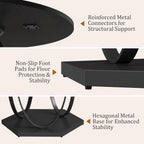 47.2" Black Round Dining Table for 4-6, Circle Kitchen Table with Open Storage Shelf, Modern Wooden Dinner Table with Metal Pedestal Base, Dining Room Tables for Kitchen Small Space