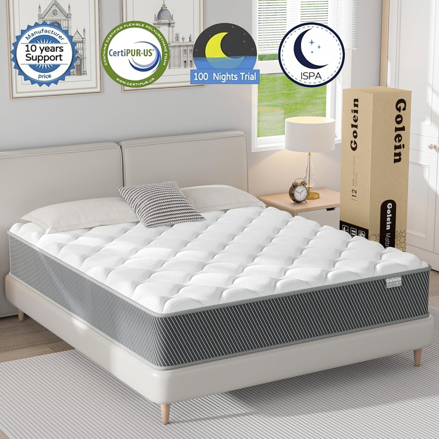 Queen Mattress, 12 Inch Memory Foam Queen Size Mattresses, Hybrid Mattress in a Box with Pocket Spring for Motion Isolation, Pressure Relief, CertiPUR-US, Medium Firm 80"x60"x12"