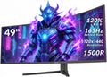 ZZA 49-Inch Ultra-Wide DQHD Curved Gaming Monitor | 5120x1440  1500R  165Hz  AMD FreeSync  120% sRGB  Height Adjustable  HDMI 2.1/DP 1.4 Wall Mountable- Black