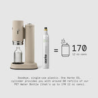 Aarke Carbonator Pro, Sparkling & Carbonation Water Machine, Stainless Steel with Glass Reusable Bottle Volume 800 mL/27 fl oz (Sand)