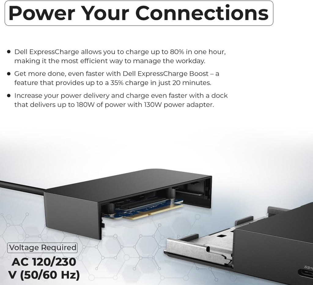 Dell WD19S Docking Station Dual Monitor Bundle - 180W  Supports 4K Display  Dell Dock with 180W Power Supply + Anyhdd 4K HDMI Cable + 4K DisplayPort Cable + USB-C Cable + Microfiber Cloth Included