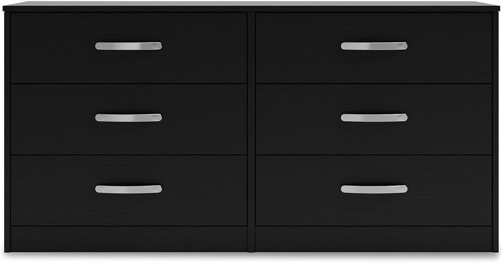 Signature Design by Ashley Finch Modern 6 Drawer Dresser with Ball-bearing Construction and Safety Stop, Black
