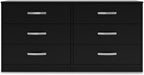 Signature Design by Ashley Finch Modern 6 Drawer Dresser with Ball-bearing Construction and Safety Stop, Black