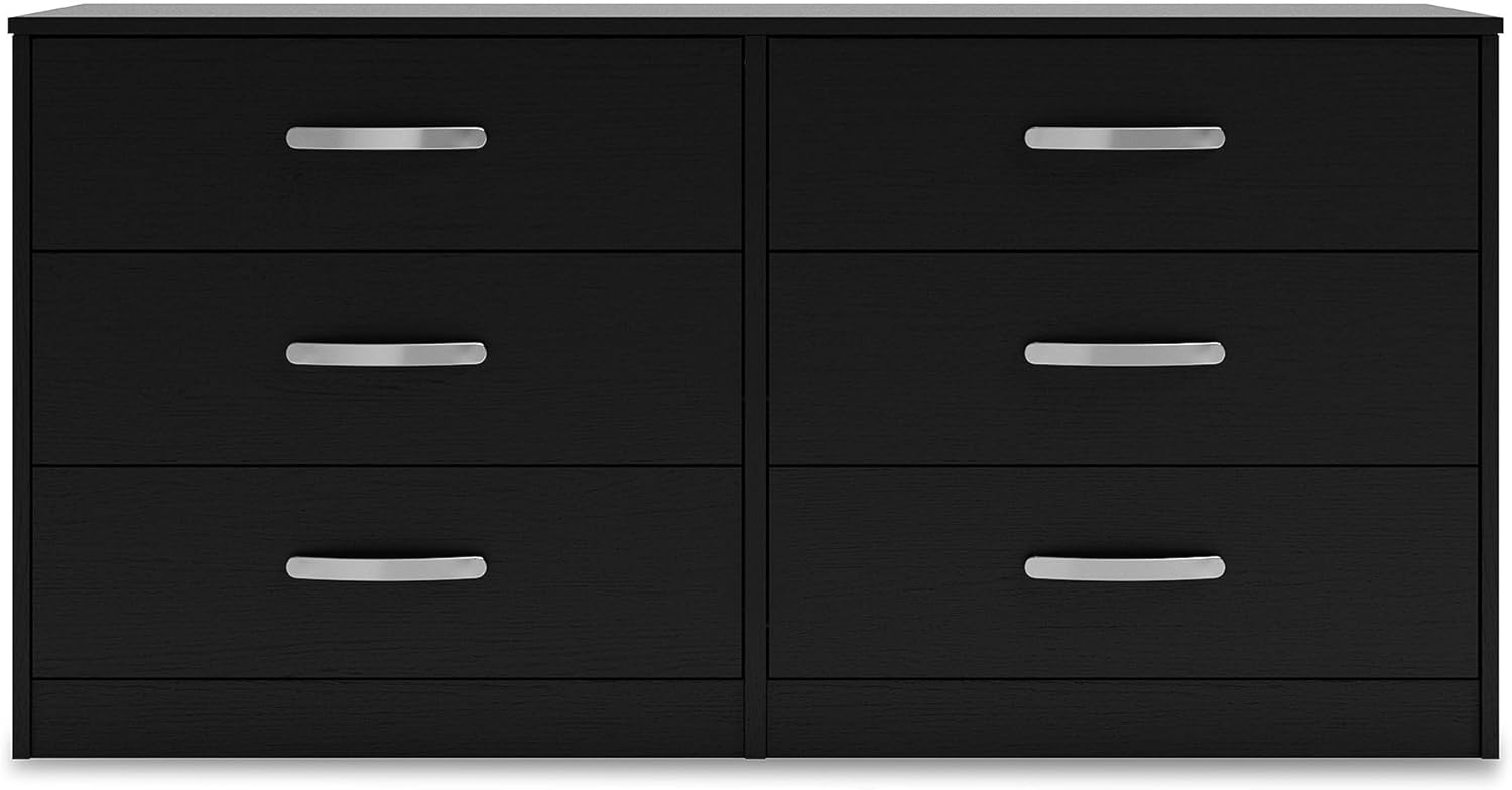 Signature Design by Ashley Finch Modern 6 Drawer Dresser with Ball-bearing Construction and Safety Stop, Black
