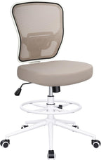 Armless Drafting Chair Tall Office Chair for Standing Desk - Adjustable Height Mesh Ergonomic Stool with Foot Ring, Rolling Counter Height Computer Chair for Small Spaces & Home Office