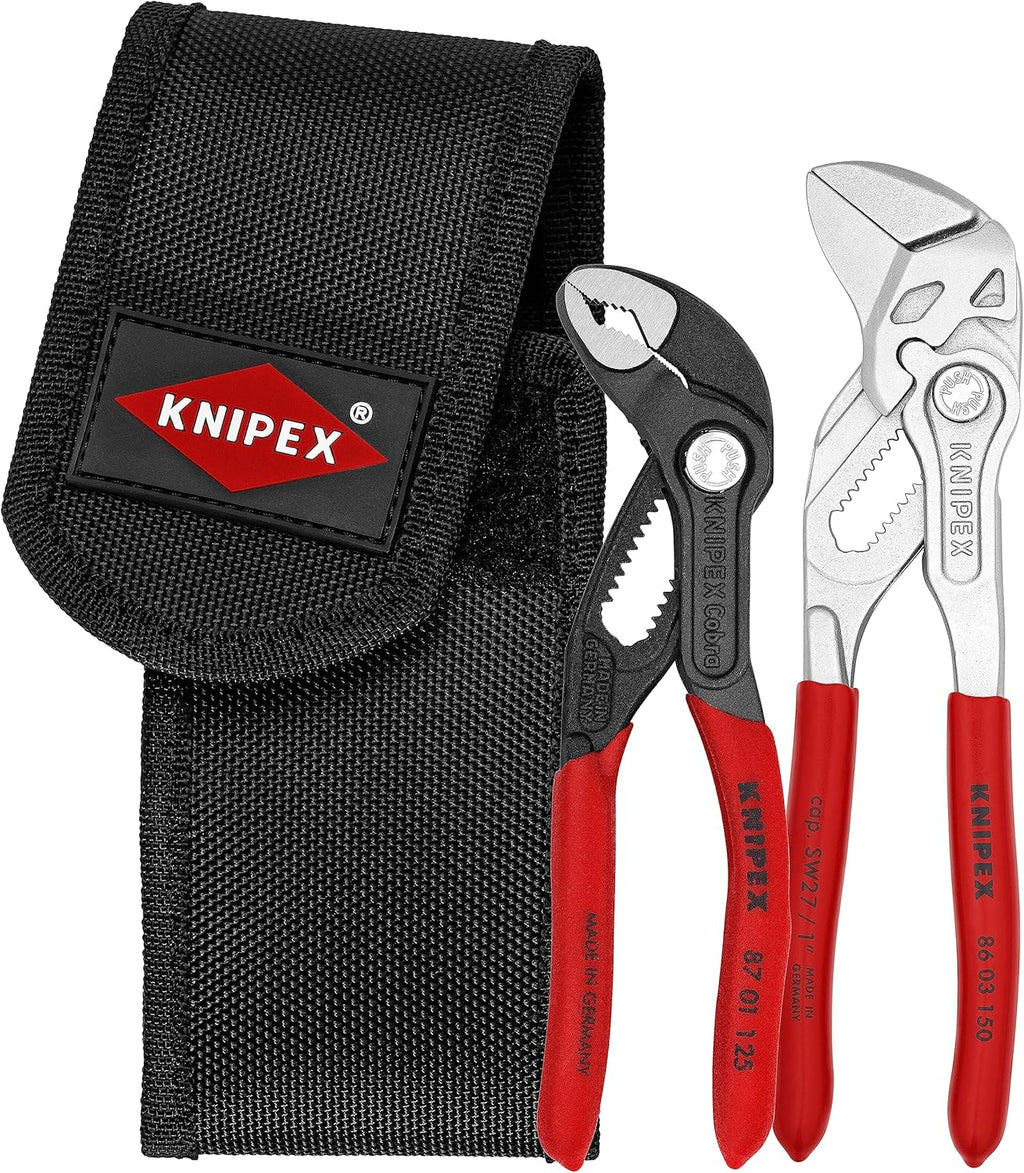 KNIPEX Tools 00 20 72 V01 Mini Pliers in Belt Pouch, Red, 2-Piece