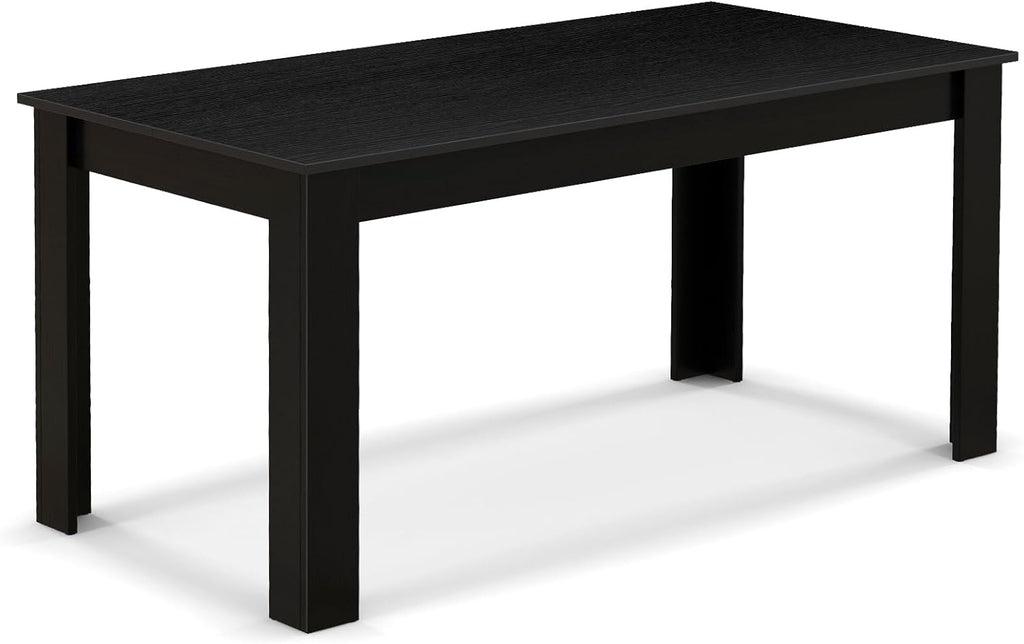 COSTWAY Rectangular Dining Table for 4-6 People, 63' Farmhouse Dinette with Large Computer Workstation, Modern Kitchen Table for Apartment, Living Room, Restaurant (Black)