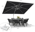 PURPLE LEAF 10' × 13' Patio Umbrella With Base White Cantilever Umbrella Square Outdoor Offset Umbrella Windproof with 360° Rotation for Garden Deck Pool, Navy Blue