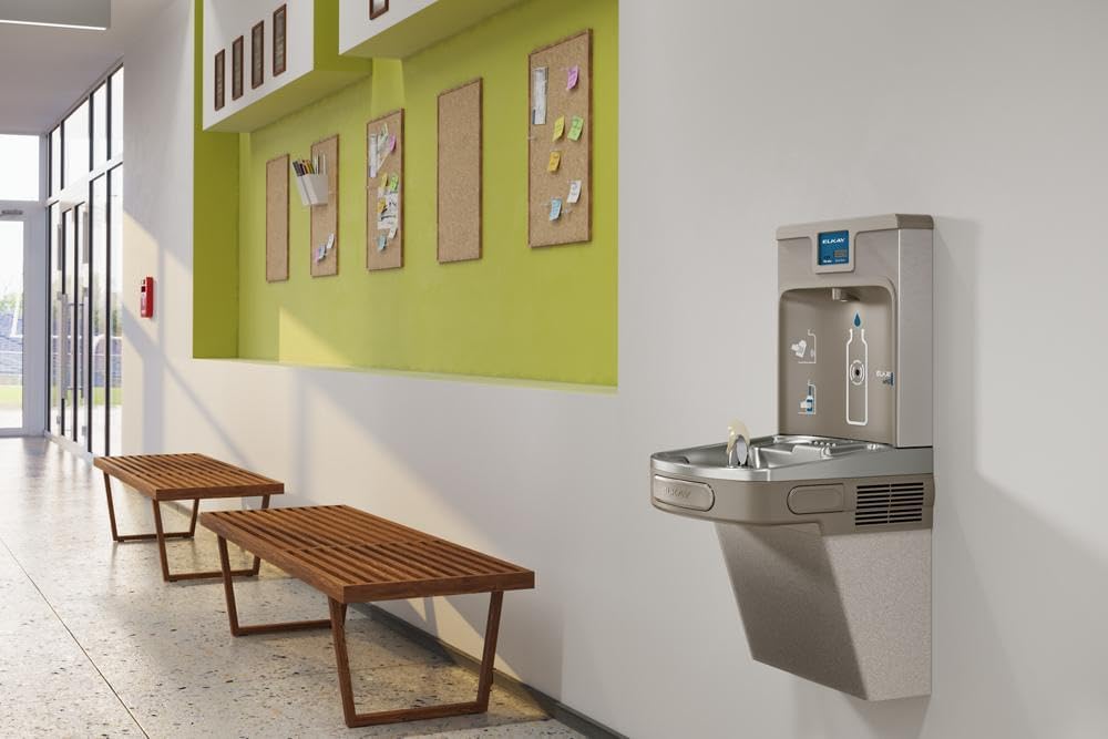 Elkay LZS8WSLK Filtered Fountain & EZH2O Bottle Filling Station, Lt. Gray, 120V