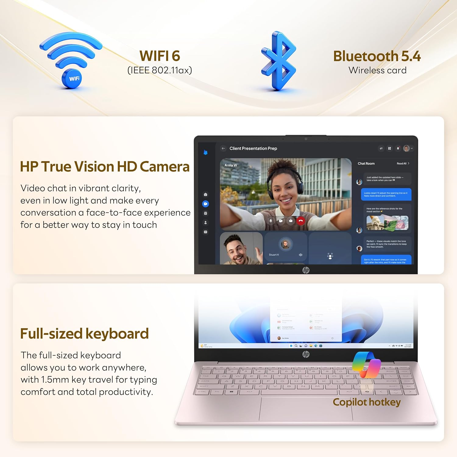 HP Stream 14" Laptop with AI Copilot  Flagship for Students & Business  13th Gen Intel 4-Core  4GB RAM  1.12TB Storage (128GB UFS + 1TB Docking Station)  Office 365 1-Year  Win 11 S  Tranquil Pink