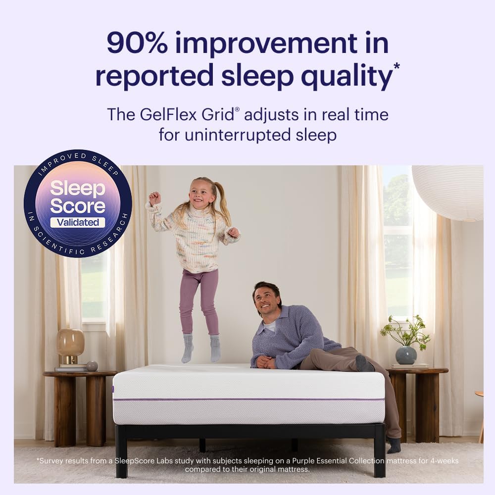 Purple Mattress – Twin XL, 9.25" GelFlex Grid, Better Than Memory Foam, Pressure Relief, Temperature Neutral, Breathable, Motion Isolation, Made in USA