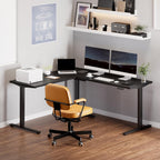 FLEXISPOT L Shaped Standing Desk, 71 x 63 Inch Electric Height Adjustable Corner Desk, Sit Stand Computer Workstation, Preset Controller, Home Office, Black Frame with Black Top