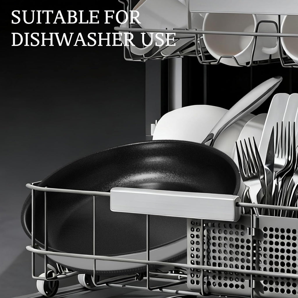 KITEXPERT Non Stick Frying Pans Set - 2 Piece (10, 12") Titanium Ceramic Pan with Lids, Nonstick Skillet Stainless Steel, PFAS PFOA & PTFE Free, Dishwasher & Oven Safe, All Cooktops Compatible