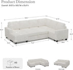 Belffin Corduroy Sleeper Sofa Bed with Storage Chaise Modular Sectional Sofa Couch with Pull Out Bed L Shaped Sectional Couches for Living Room Beige Couch