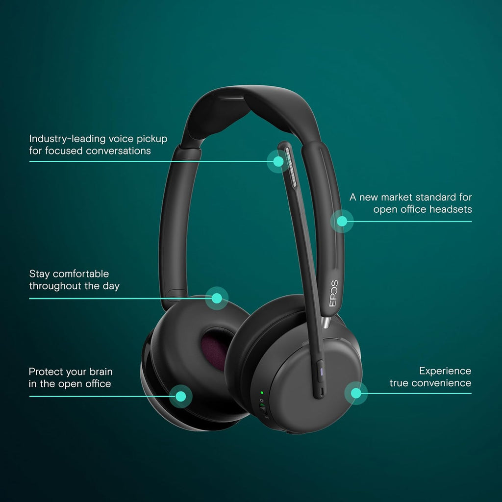 EPOS Impact 1061T - Enhanced Open Office Headset with Hybrid ANC  EPOS AI™ Microphone  and Multipoint Connectivity