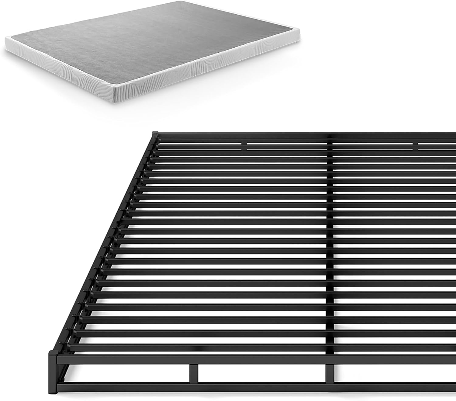 Zinus Victor 4 Inch Quick Lock Box Spring / Mattress Foundation / Built-to-Last Metal Structure / Low Profile / Easy Assembly, King, White