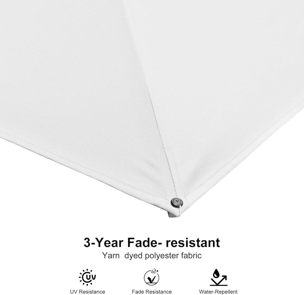 PURPLE LEAF 9' × 11.5' Patio Umbrella White Cantilever Umbrella Aluminum Square Outdoor Offset Umbrella Hanging Windproof with 360° Rotation for Garden Deck Pool, White
