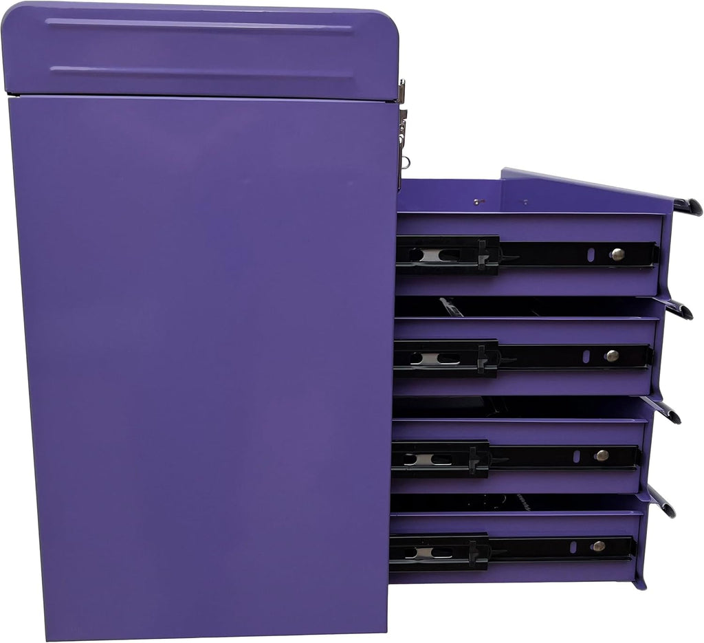 Workington Portable Metal Tool Chest with 4 Drawers, 20" 4-Drawer Tool Chest Cabinet with Ball Bearing Drawer Slides, Steel Tool Storage Box Organizer 4004 Purple