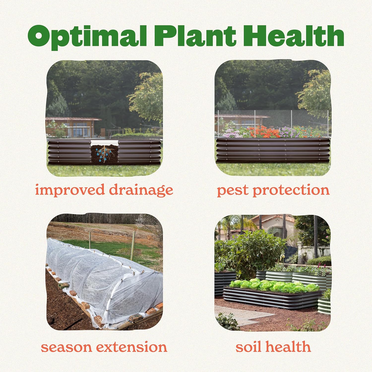 Epic Gardening 5-in-1 Modular Galvanized Raised Garden Bed Kit  29" Tall Food-Safe Metal Planter Box  Large Raised Garden Beds Outdoor for Vegetables  Flowers  Herbs & Fruits - Mist Green