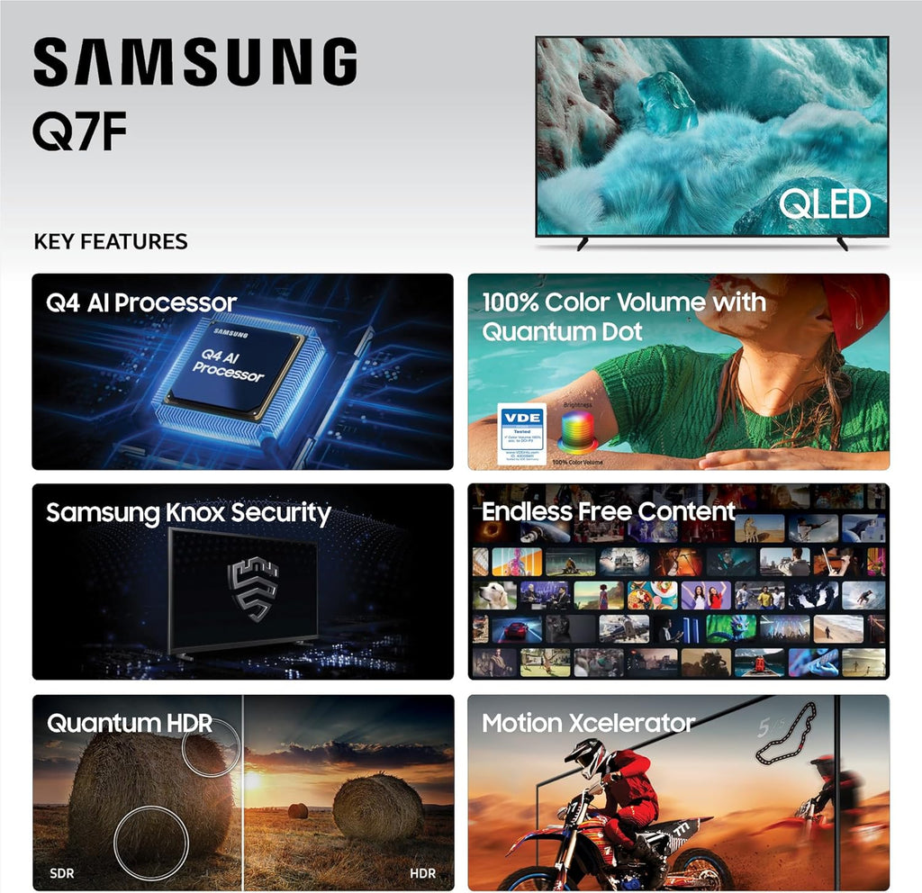 Samsung 65-Inch Class QLED Q7F Series Samsung Vision AI Smart TV (2025 Model  65Q7F) Quantum HDR  Object Tracking Sound Lite  Q4 AI Gen1 Processor  4K upscaling  Gaming Hub  Alexa Built-in